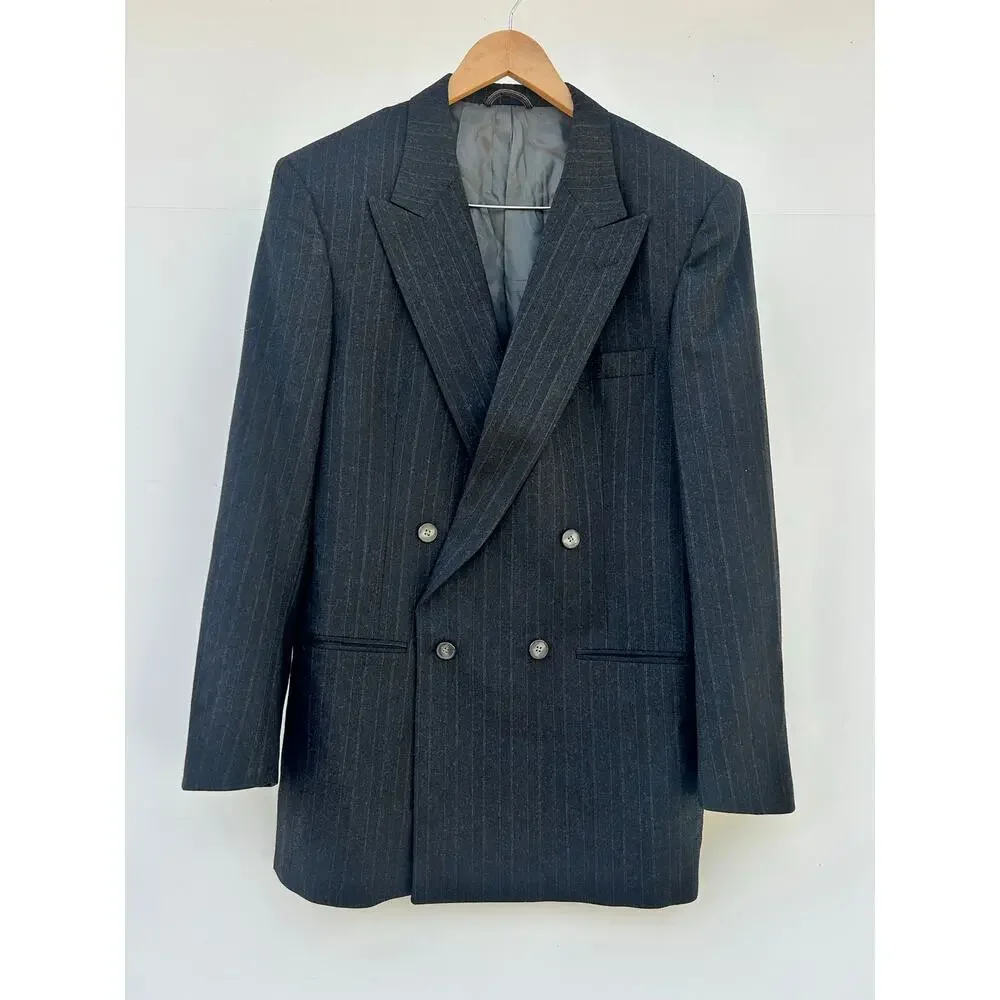 Vintage Christian Dior Wool Oversized Double Breasted Blazer Suit Jacket Large - Picture 2 of 10